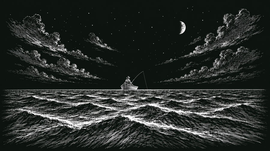 Pescar noche Mockup
